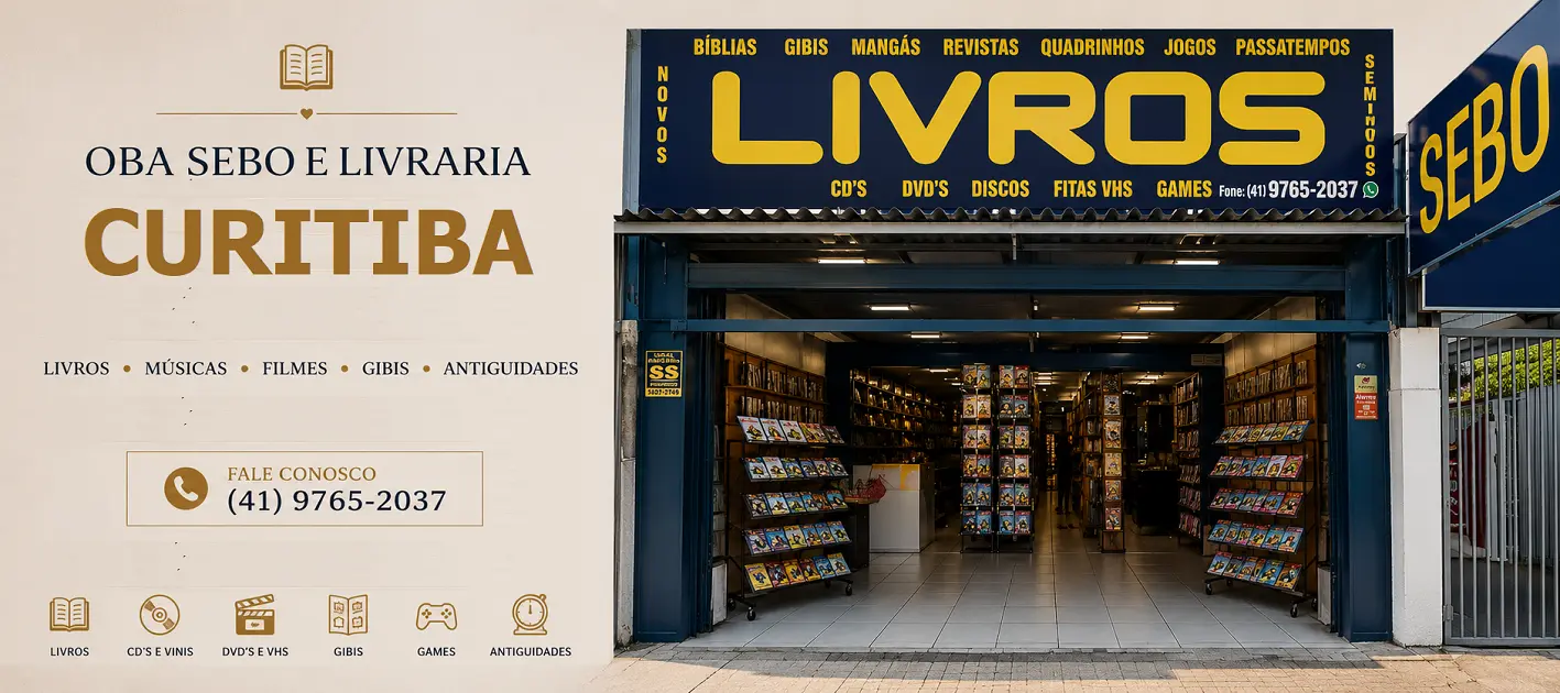 Oba Sebo e Livraria Curitiba reúne grande acervo de livros, vinis, gibis, antiguidades e colecionáveis no Sítio Cercado